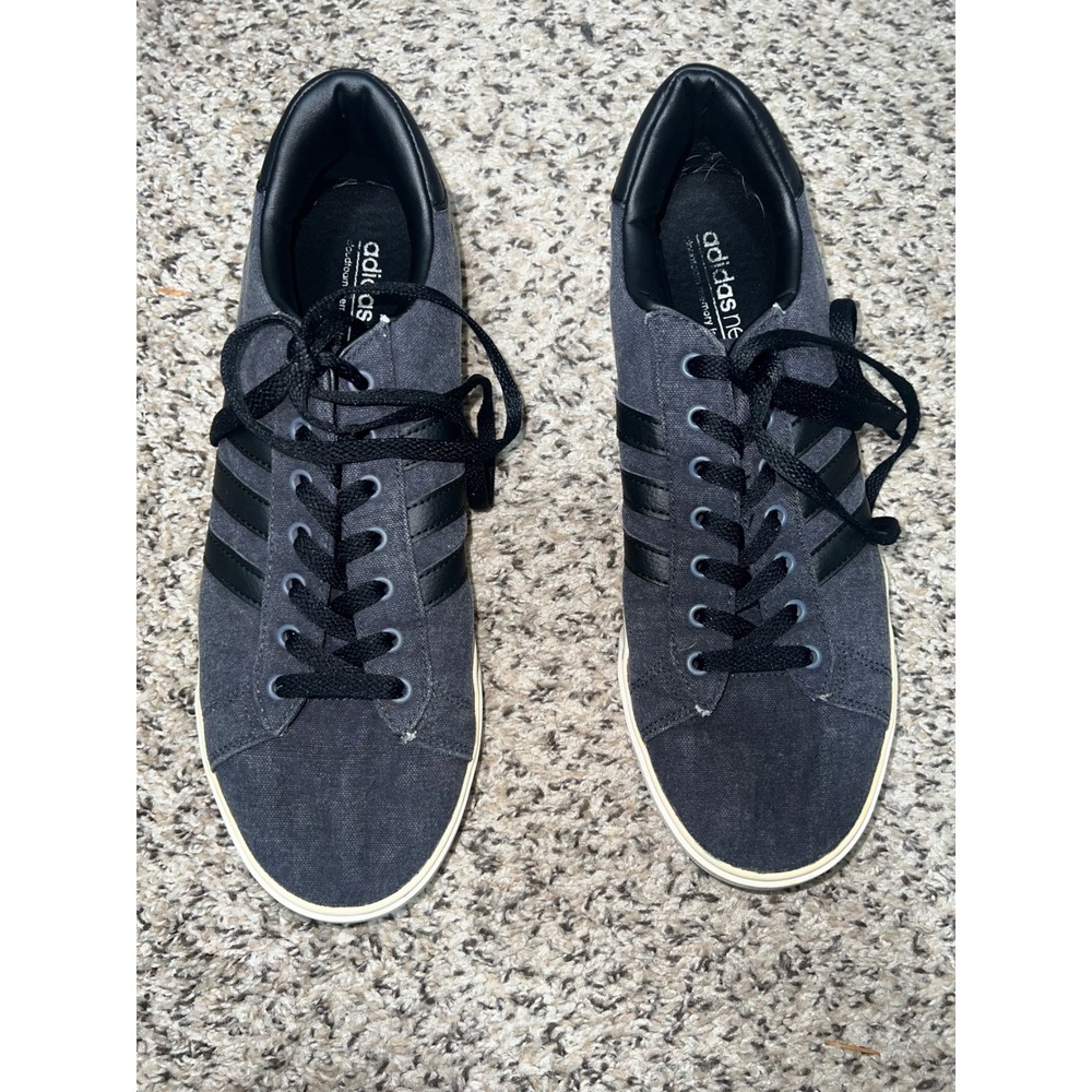 Adidas Neo Cloudfoam Men Dark Gray Canvas Low Top Sneakers AW4594 - Picture 2 of 11